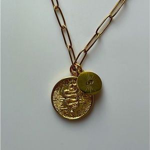Gold Snake eye charm gold plated necklace 2+ 20% off 3+ ship free